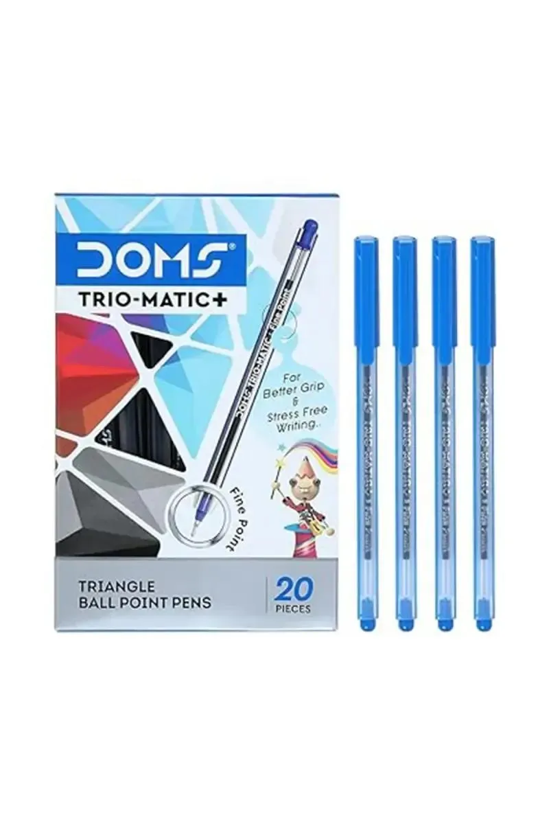 Doms Trio Matic+ Triangle Ball Point Pens  - Pack Of 20  019581MULPACOF20