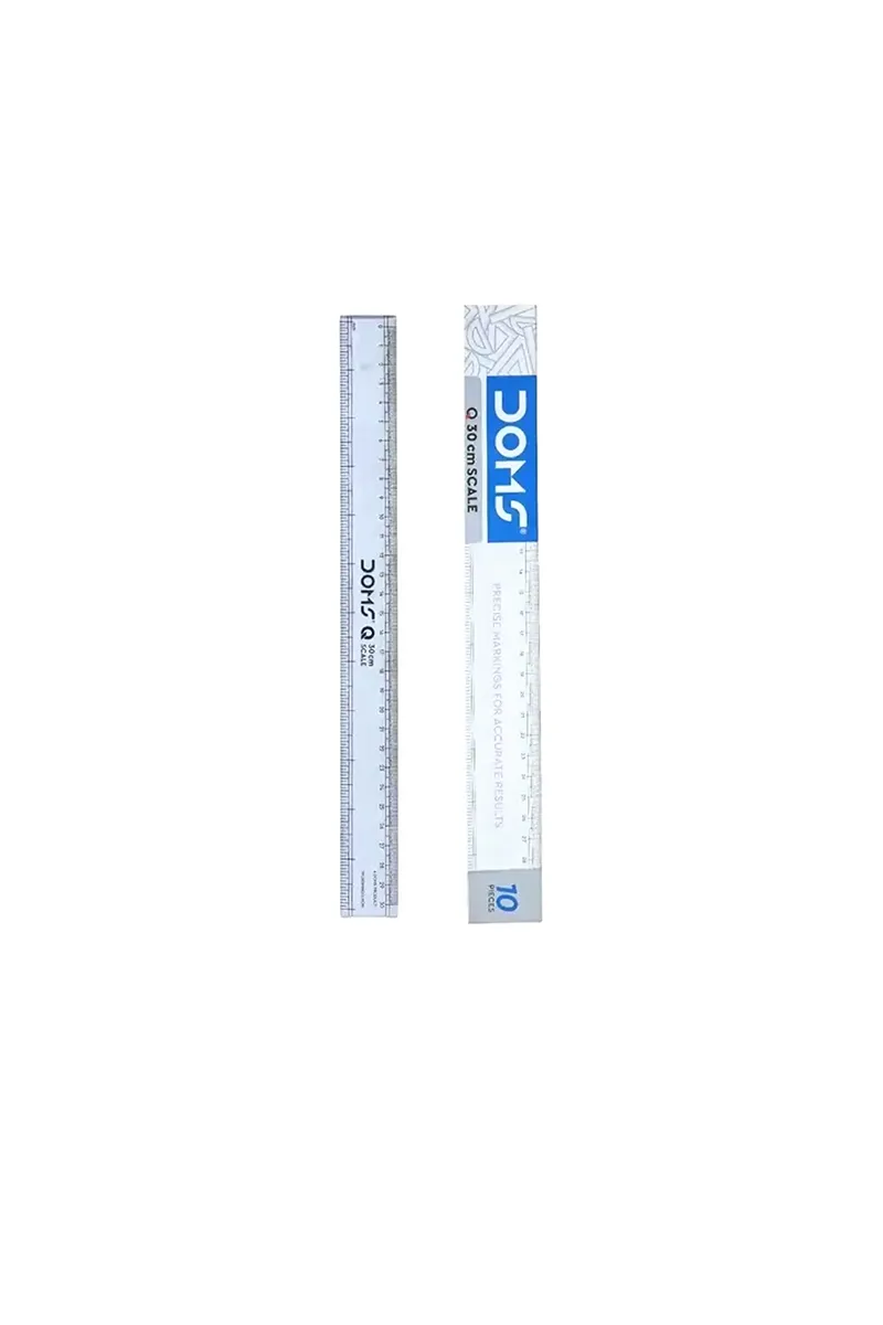 Doms Q 30CM Transparent Scale/Ruler - Pack Of 10
