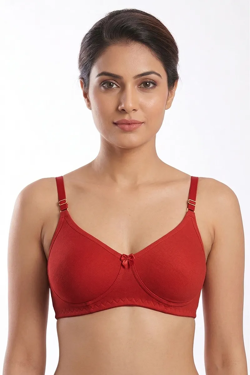 Cotton Blend Padded Bra for Women  019596RED36