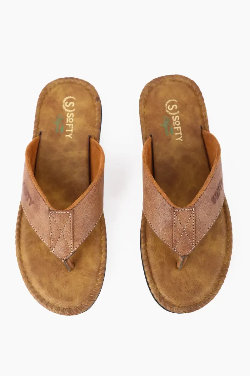 Synthetic Leather Slip-On Slippers for Men