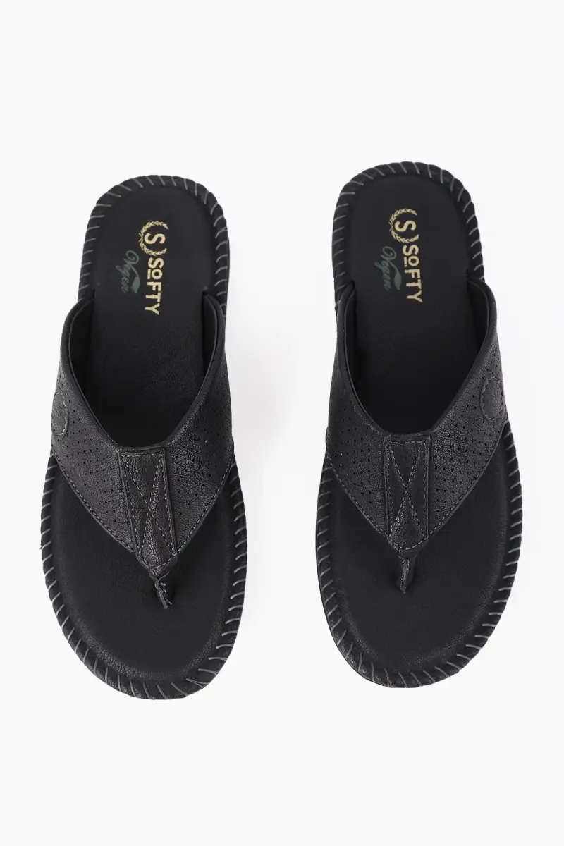 Casual Synthetic Leather Slip-On Slippers for Men 0196027BLA2