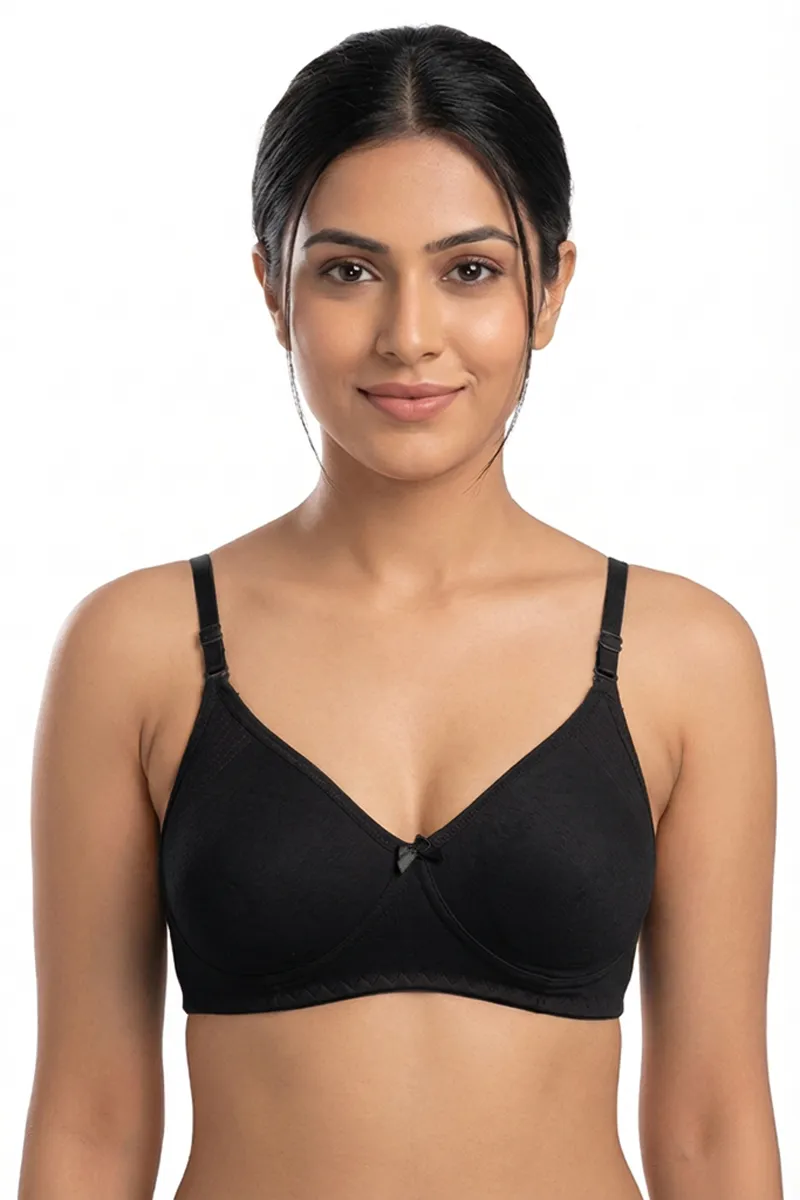Cotton Blend Non Padded Bra for Women  019617BLA40