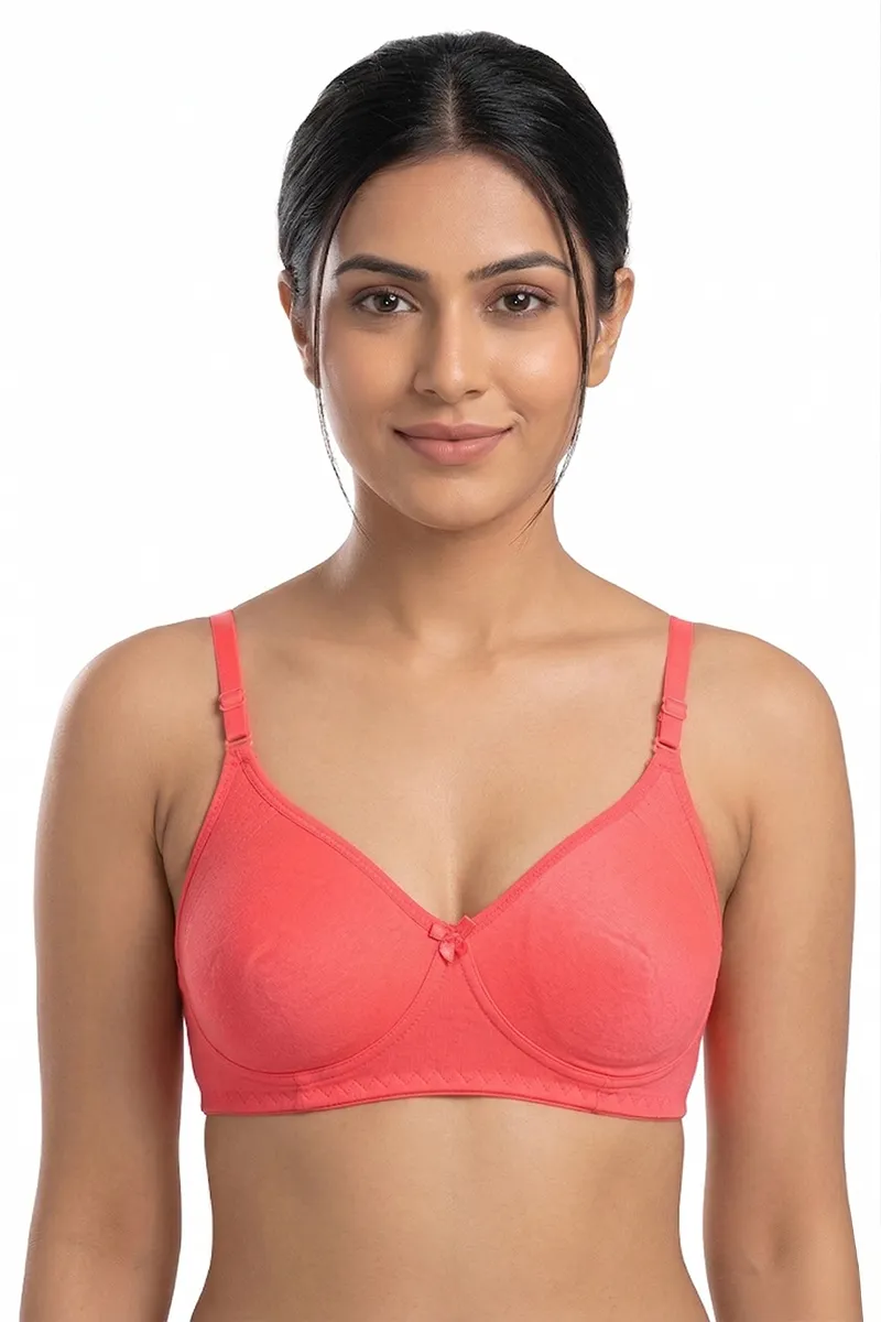 Cotton Blend Non Padded Bra for Women  019617PIN34