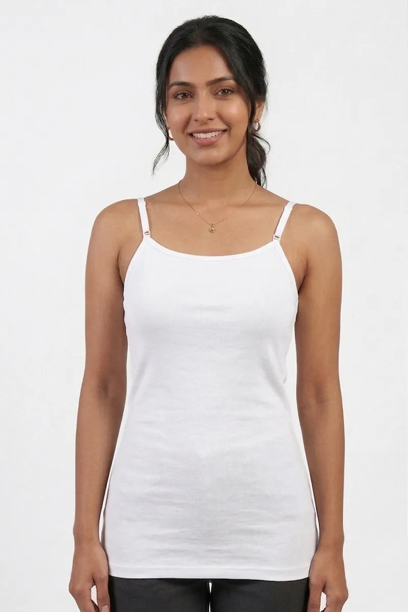 Cotton Lycra Solid Camisole for Women 019620WHIXL