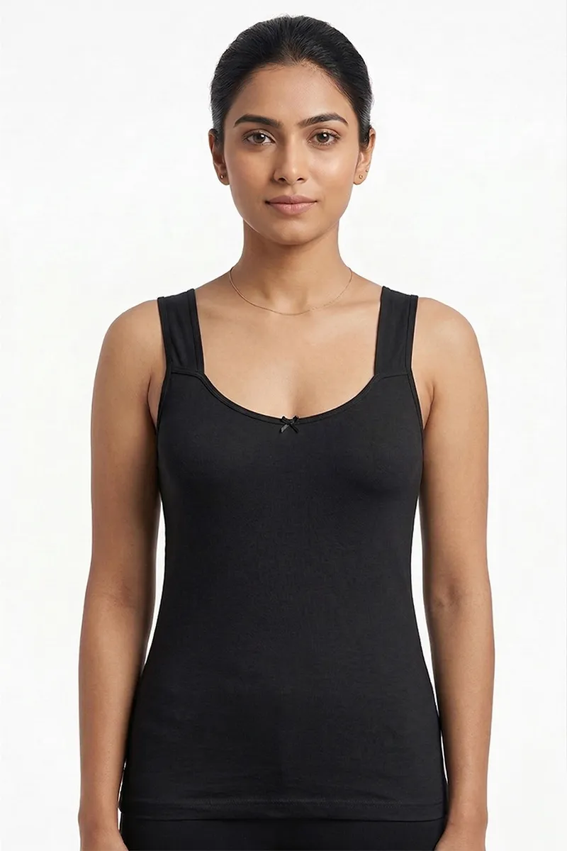 Cotton Blend Solid Camisole For Women 019622BLAM