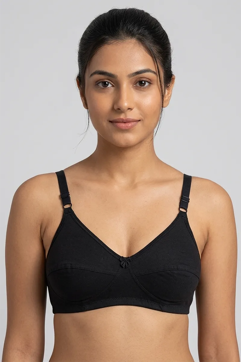 Cotton Blend Non Padded Bra for Women 019628BLA40