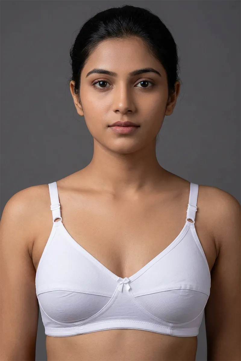 Cotton Blend Non Padded Bra for Women 019628WHI32