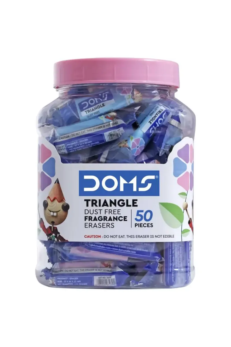 Doms Triangle Dust Free Fragranced Eraser (Multicolor) - Pack Of 50