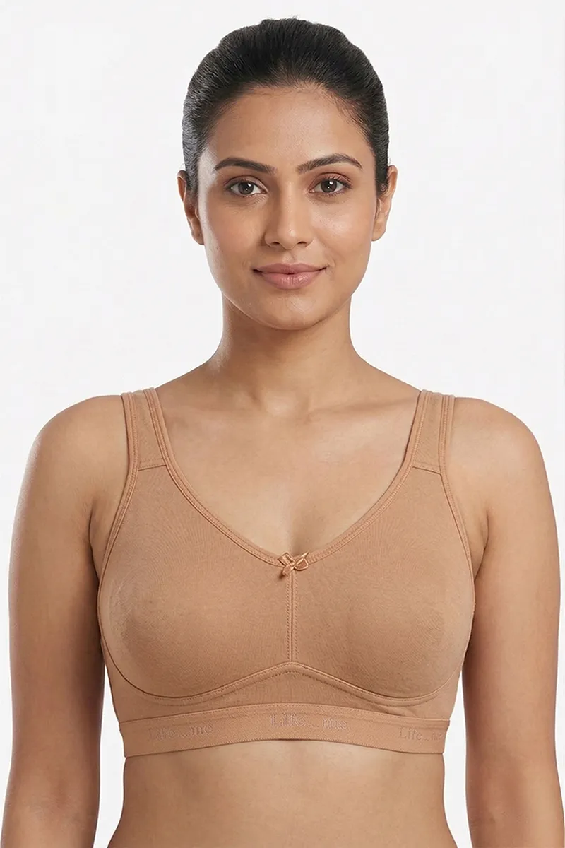 Cotton Blend Non Padded Bra for Women  019651BEI38