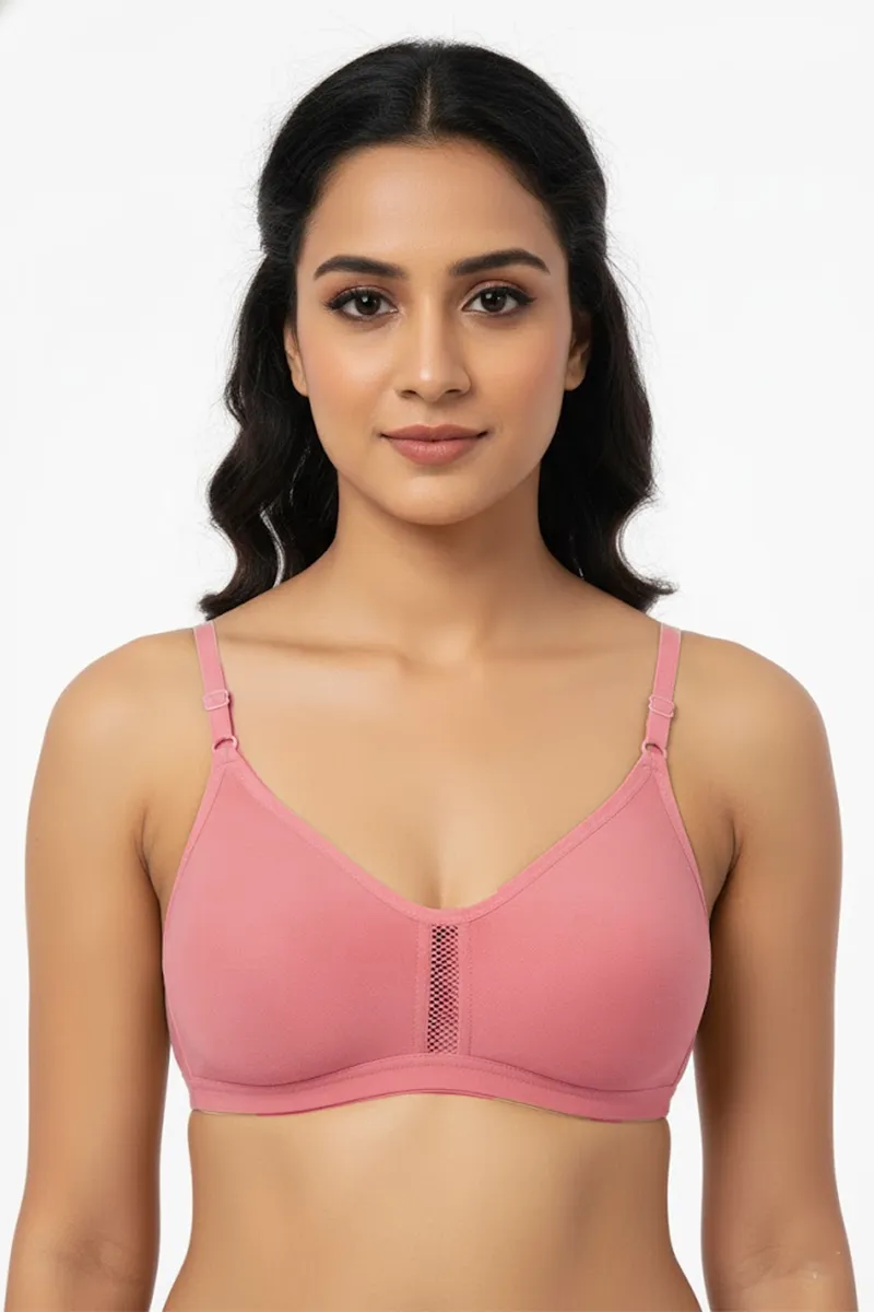 Cotton Blend Non Padded Bra for Women  019652PIN36