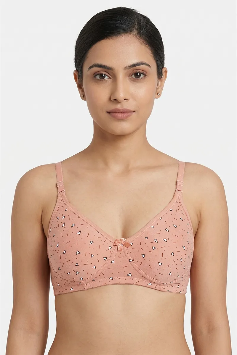 Cotton Blend Non Padded Bra Printed for Women 019655PEA40