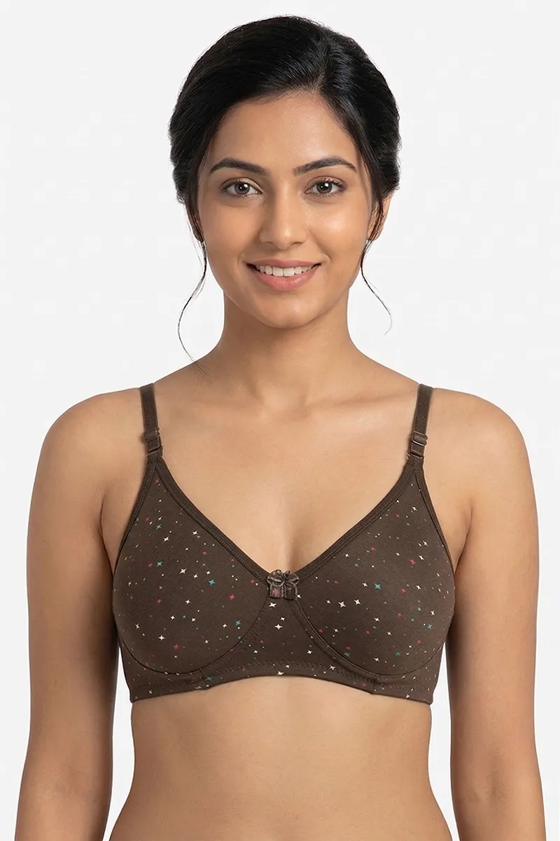 Cotton Blend Printed Non Padded Bra for Women 019657OLI40