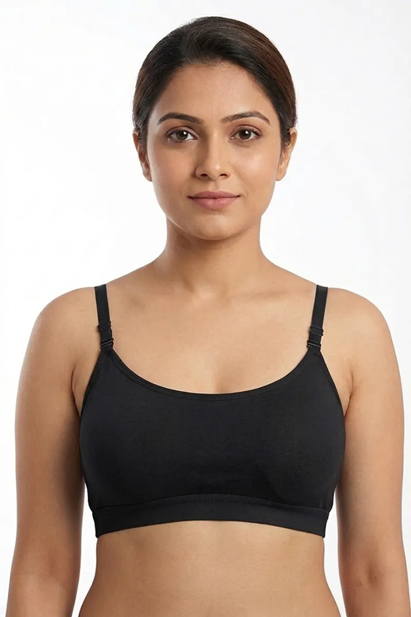 Cotton Blend Padded Sports Bra for Women  019658BLA36