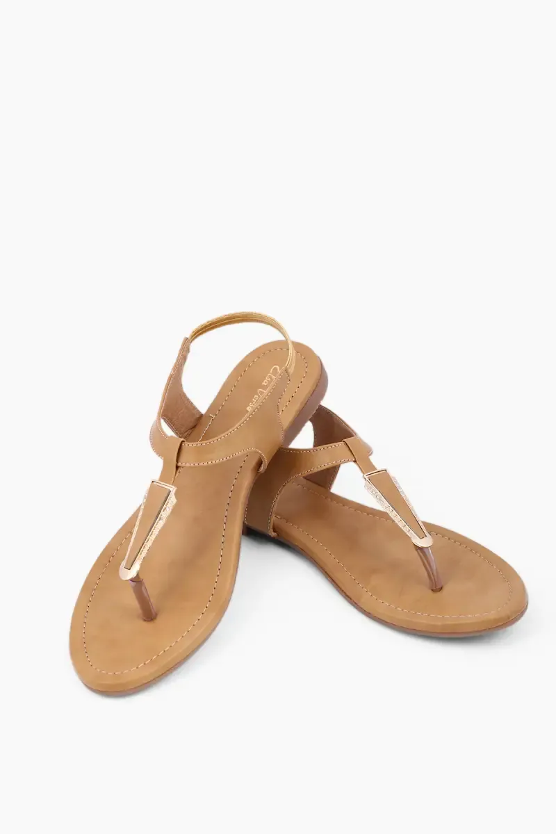 Women's Stylish Slingback T-Strap Sandals 01965938BEI2