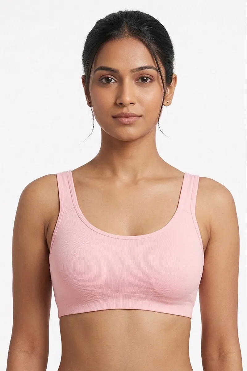 Cotton Blend Solid Sports Bra for Women  019671LIGPIN36