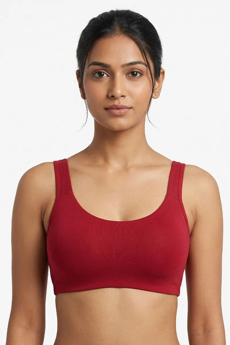 Cotton Blend Solid Sports Bra for Women  019671MAR36