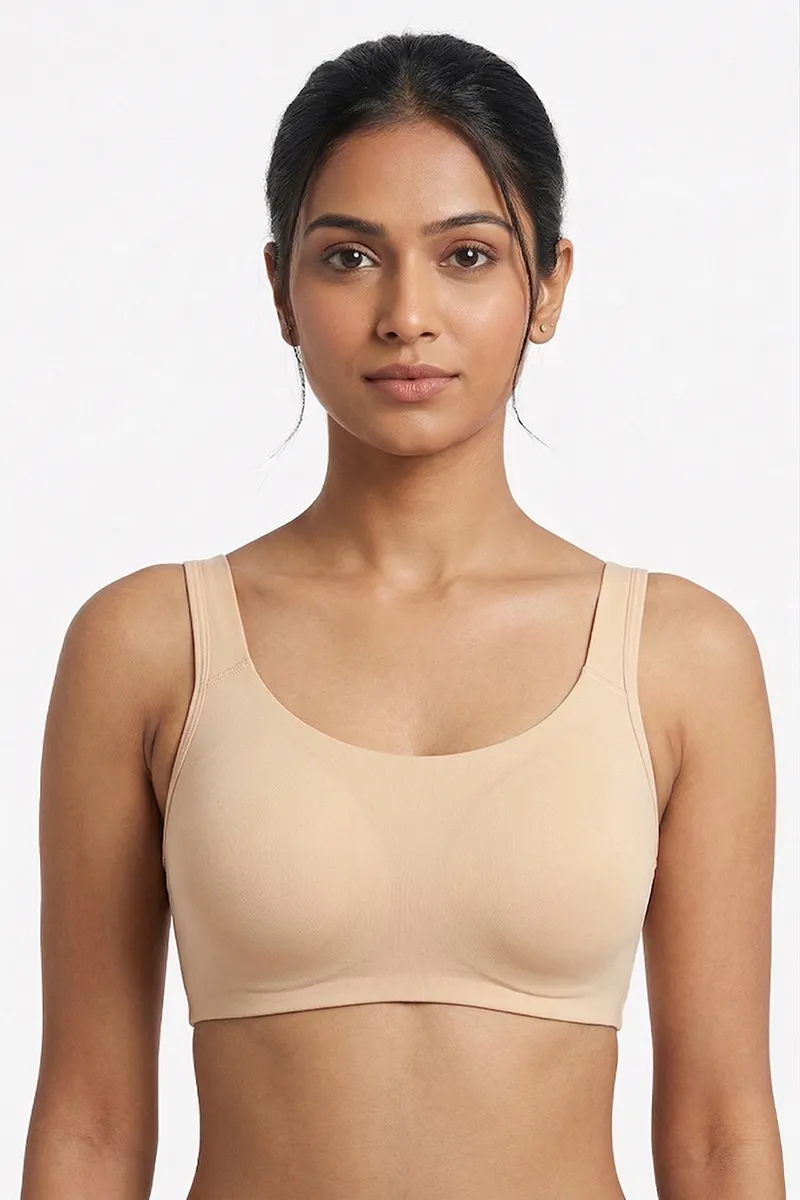 Cotton Blend Solid Sports Bra for Women  019671SAN36