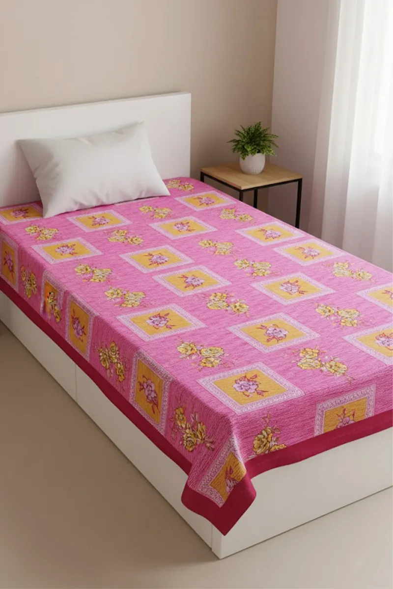 Tibra Cotton Printed Single Bedsheet - 1 Pc