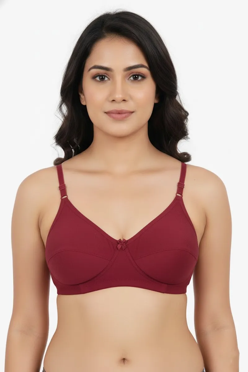 Cotton Blend Non Padded Bra For Women 019682MAR30