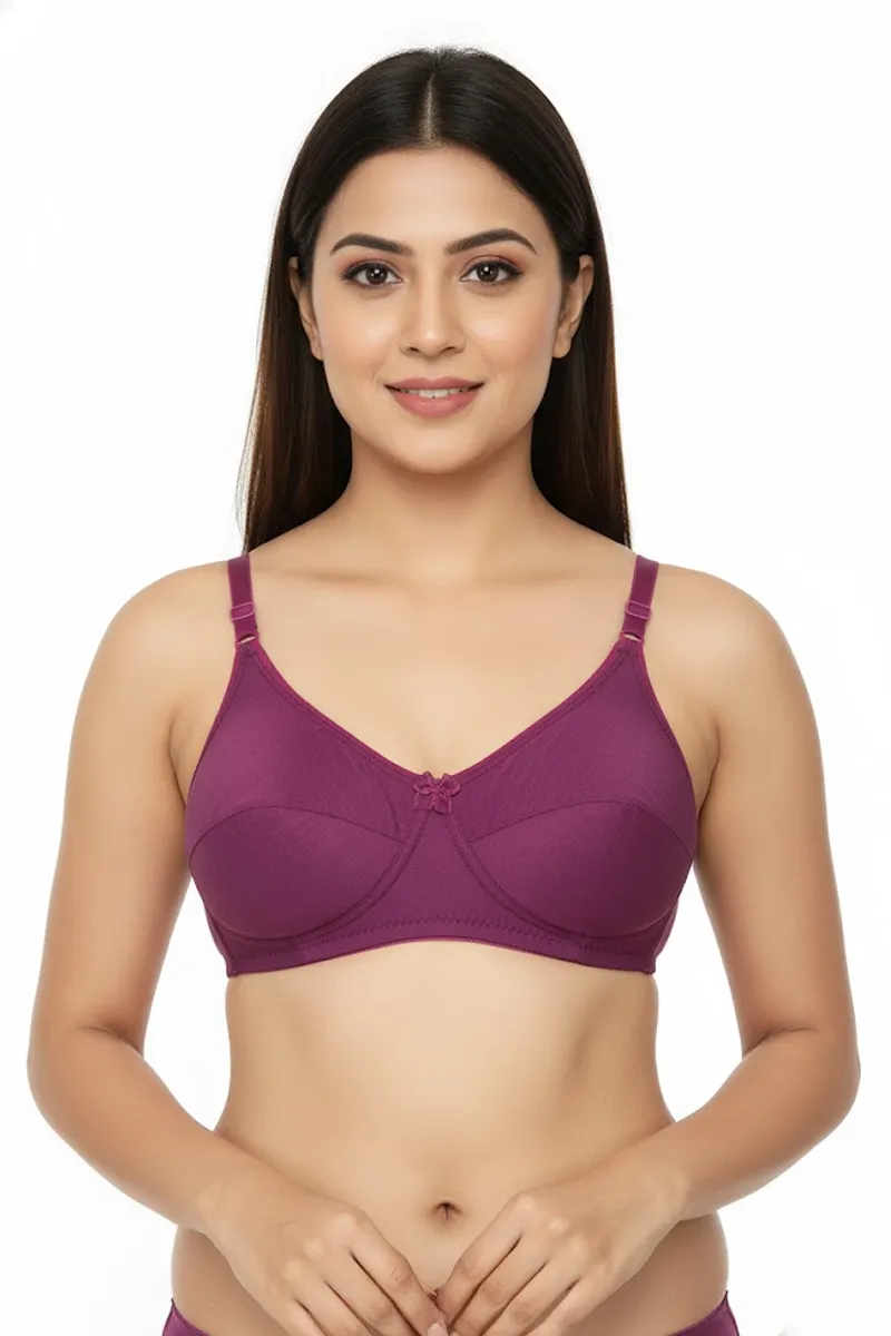 Cotton Blend Non Padded Bra For Women 019682WIN34