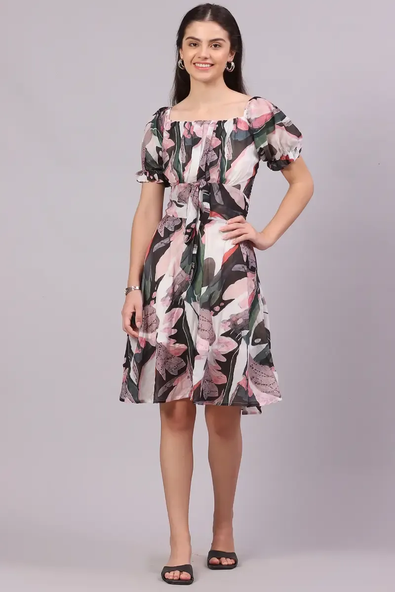 Women's Abstract Printed Midi Dress 019701MULL