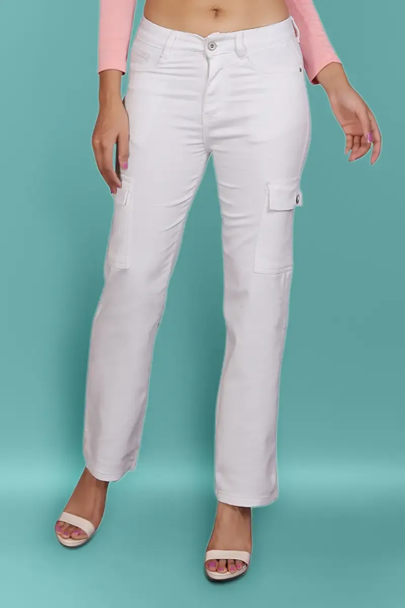 Denim Solid Mid Rise Jeans for Women 01972928WHI