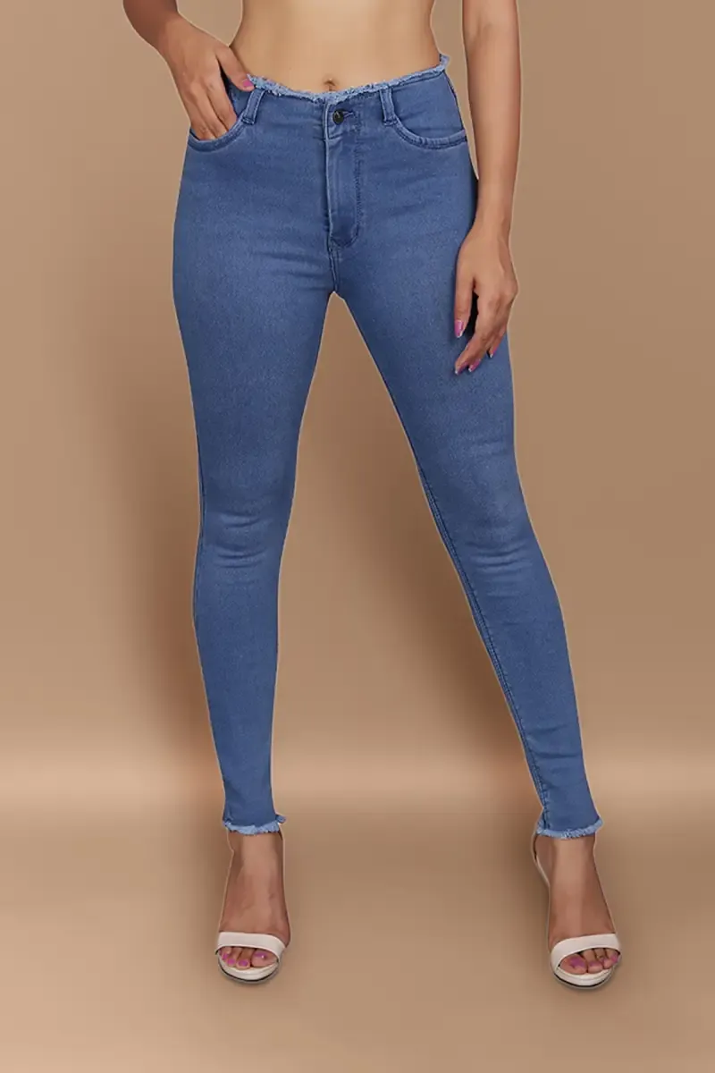 Denim Solid Jeans for Women 01973036BLU