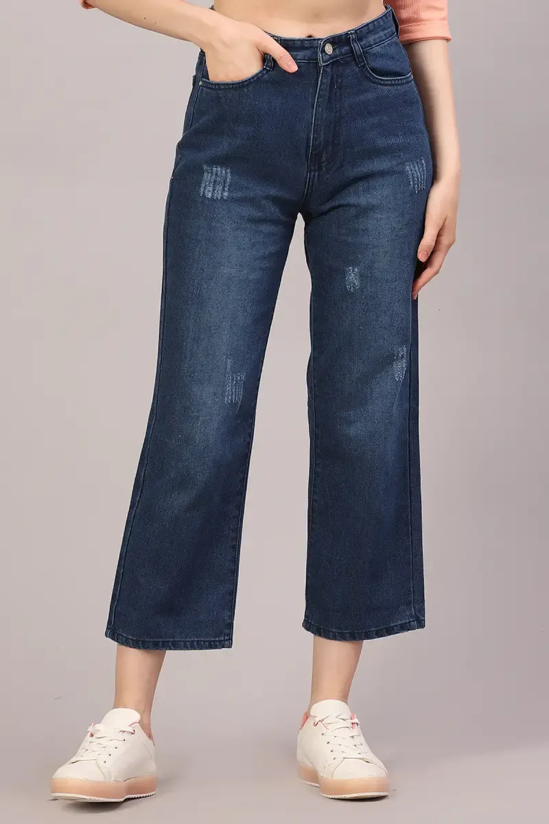 Denim Solid Mid Rise Jeans for Women