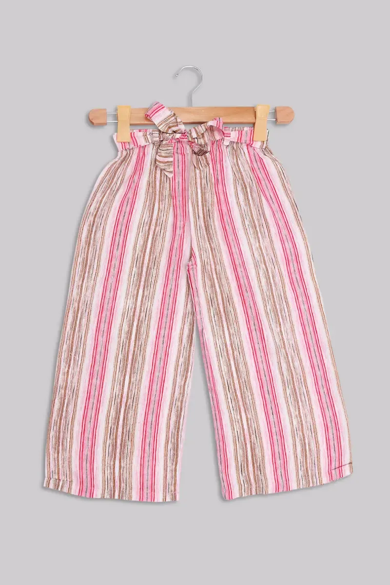 Cotton Blend Striped Palazzos for Women  019738PIN28