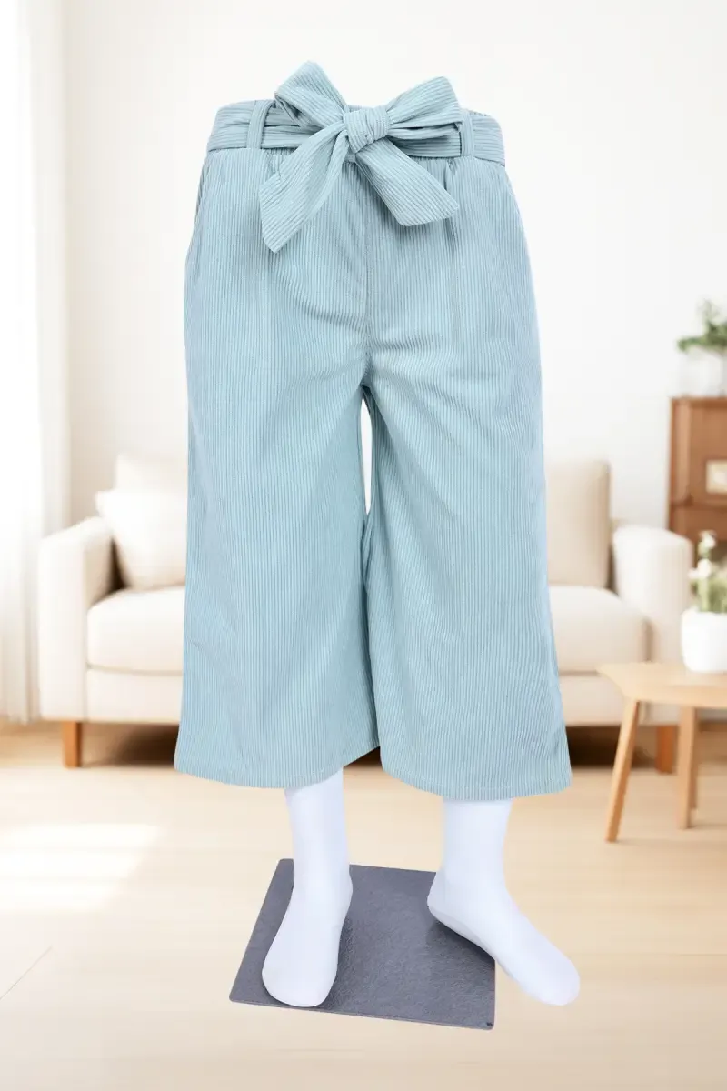 Corduroy Solid Palazzo for Women 019750SEAGRE26