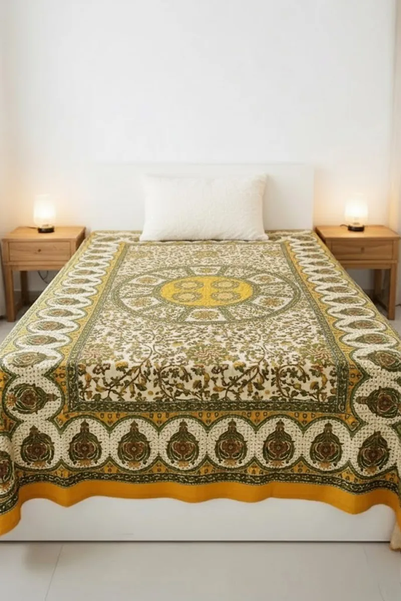 Tibra Cotton Floral Printed Single Bed Sheet 01975756X76INCMUS