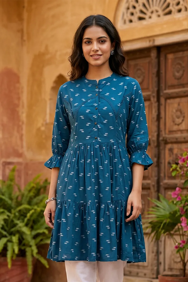 Rayon Abstract Print Kurti for Women 019795LTEA