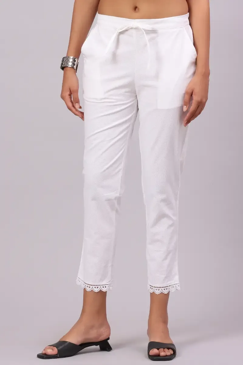 Cotton Solid Straight Fit Palazzo for Women 019796WHIL