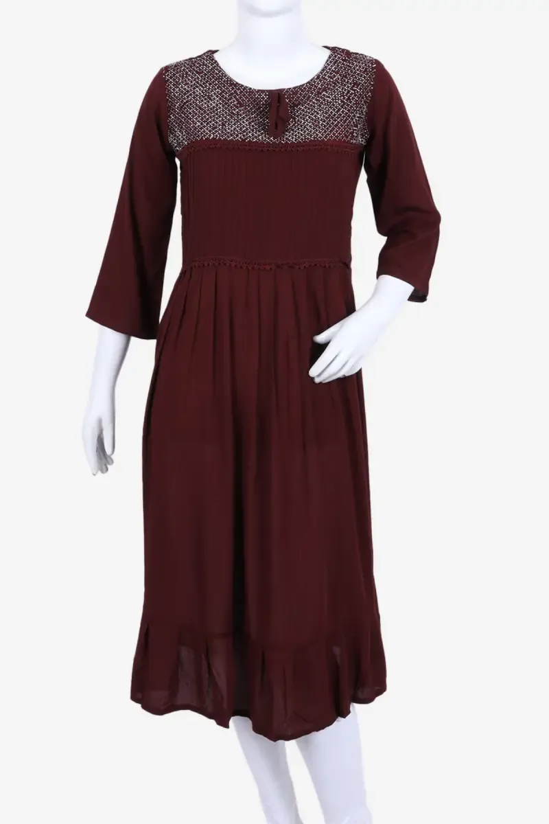 Cotton Blend Solid Kurti for Women 019802XXLBRO