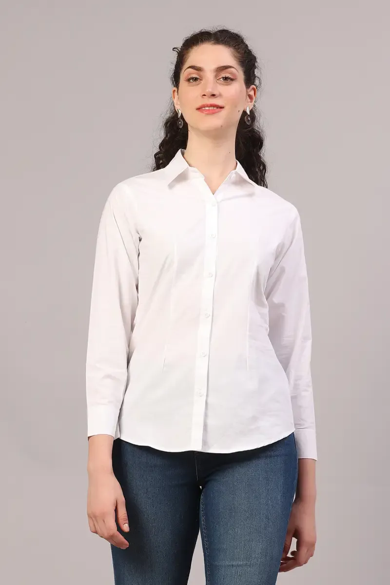 Polyester Solid Longline Shirt for Women
