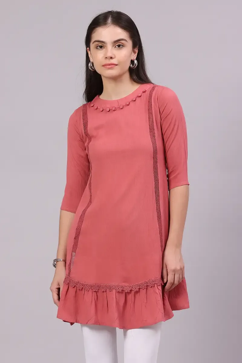 Cotton Blend Solid Top for Women 01981232DUSPIN
