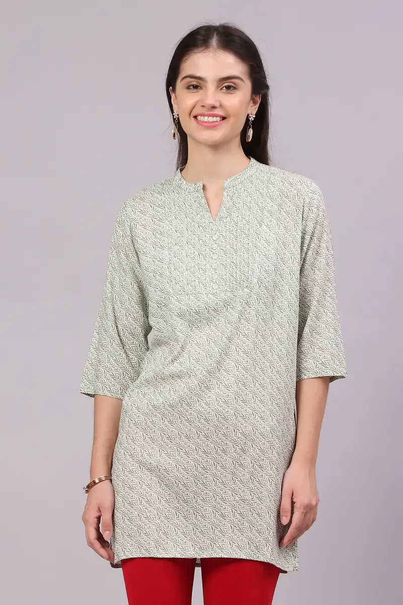 Women's Cotton Botanical Print Short Kurti