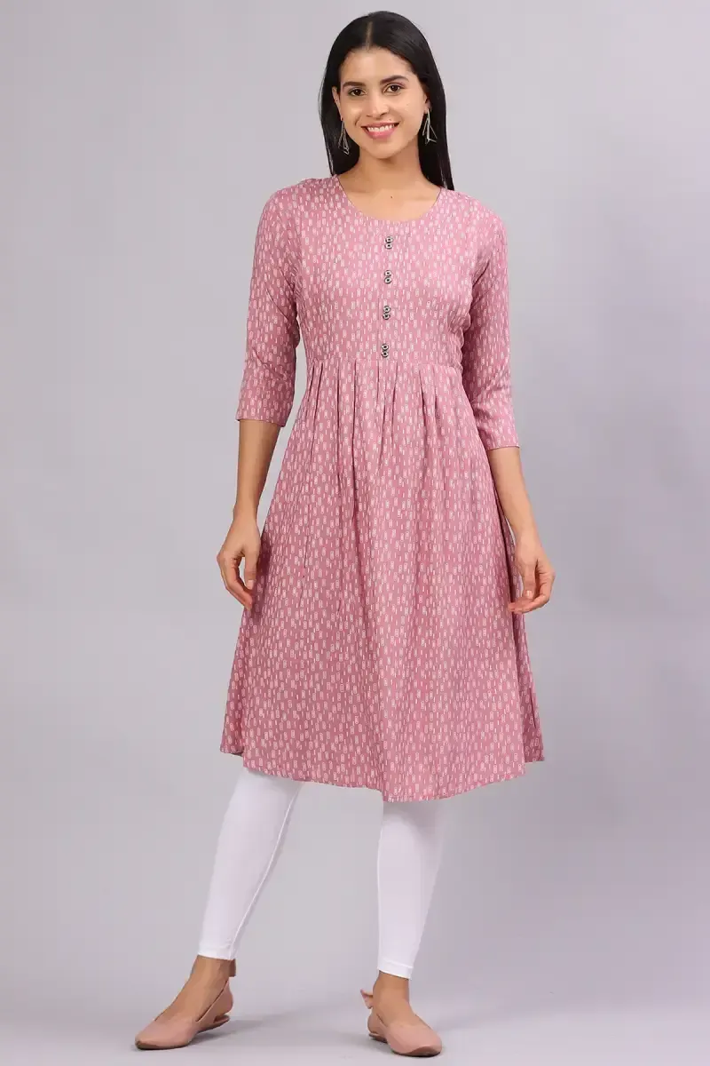 Cotton Blend Abstract Print Maternity Kurti for Women 019828XLPIN
