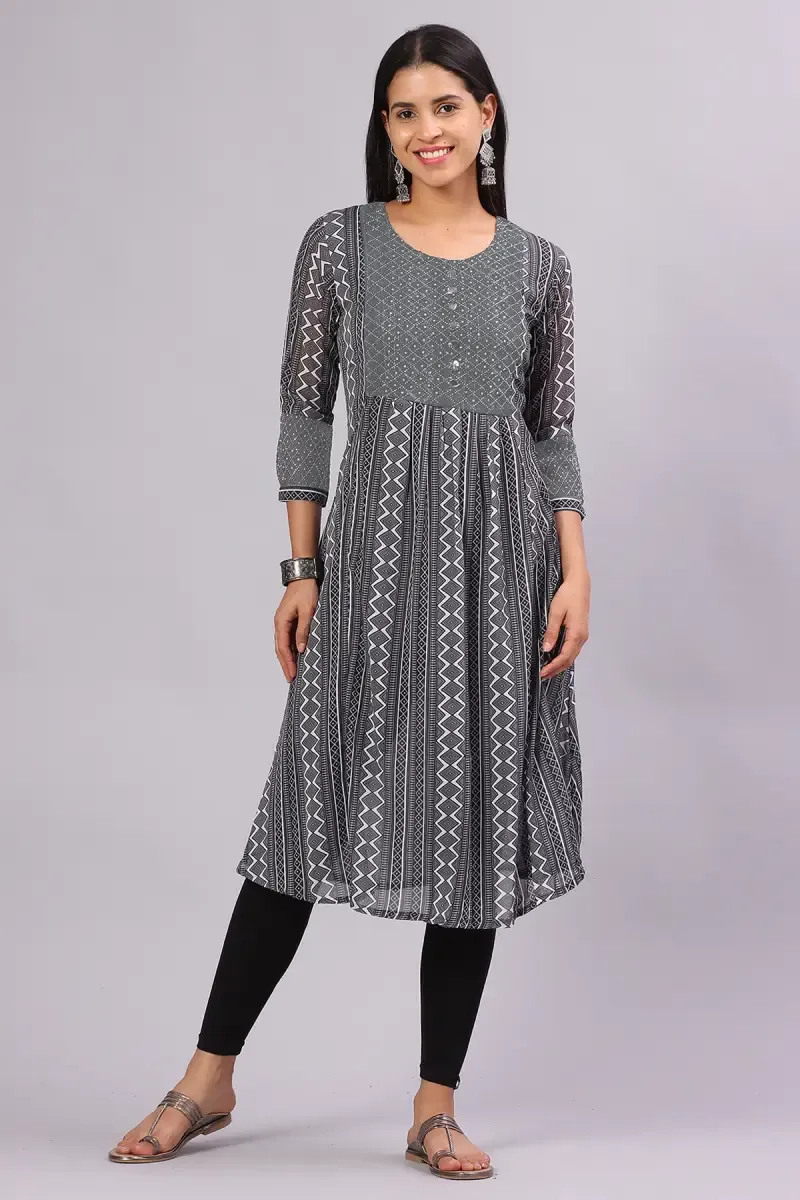Georgette Printed Kurta for Women  019836XXLSTEGRE