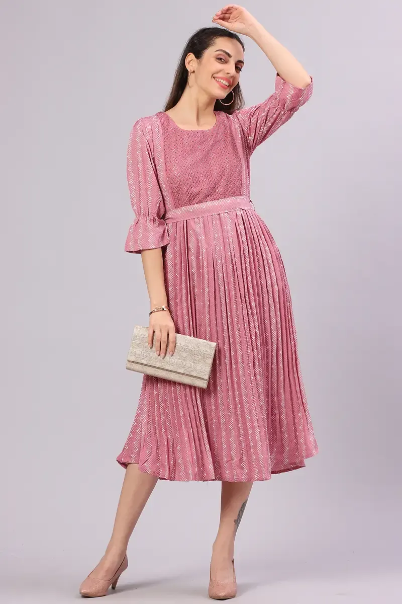 Cotton Blend Printed Dress for Women