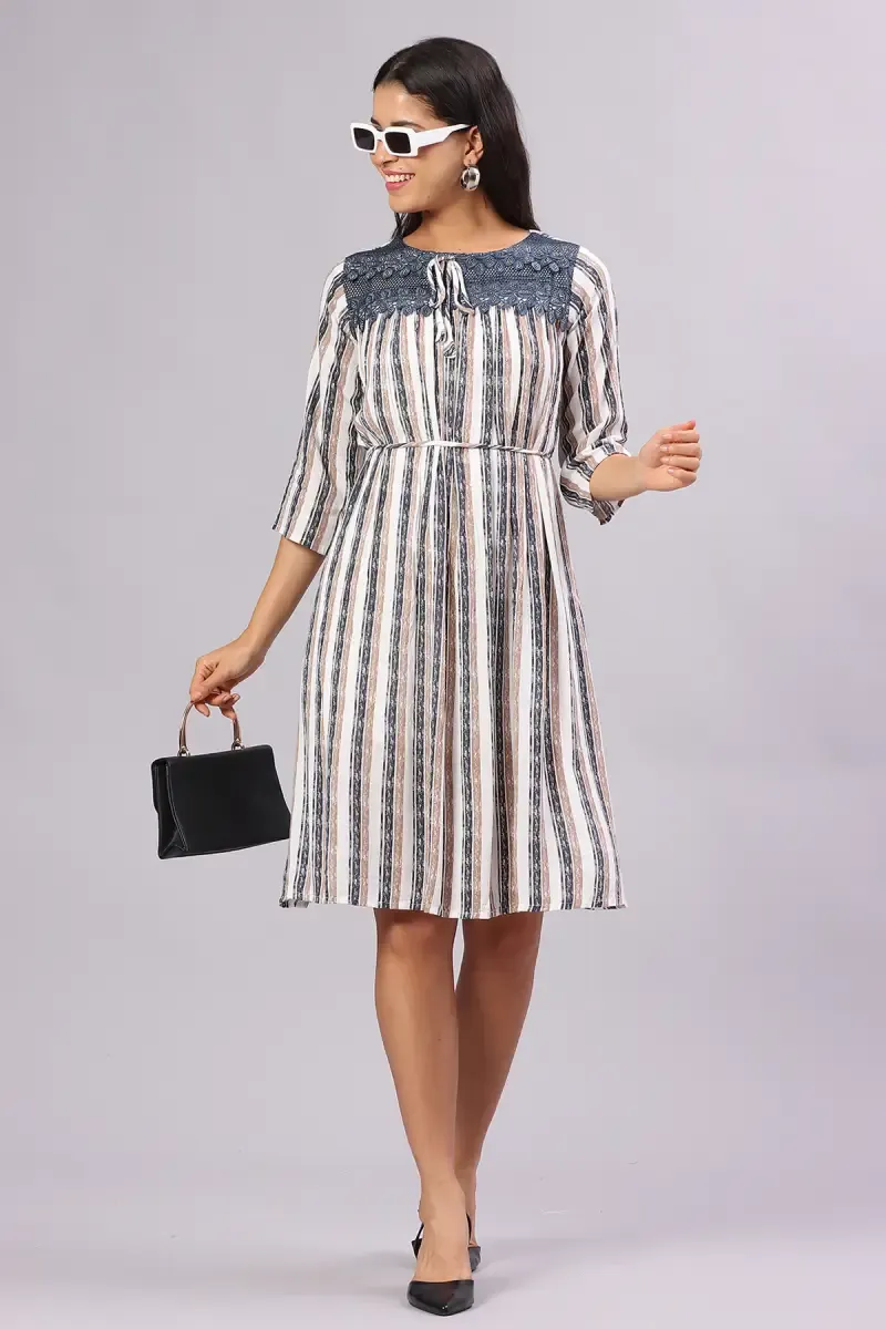 Cotton Blend Printed Midi Dress for Women  019864DARGREXXL