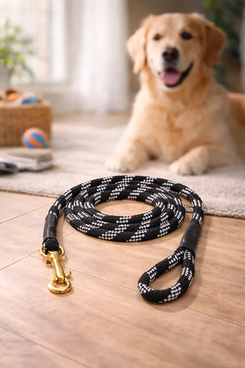 Canine Nylon Rope Leash For Dogs (Black) - Small 