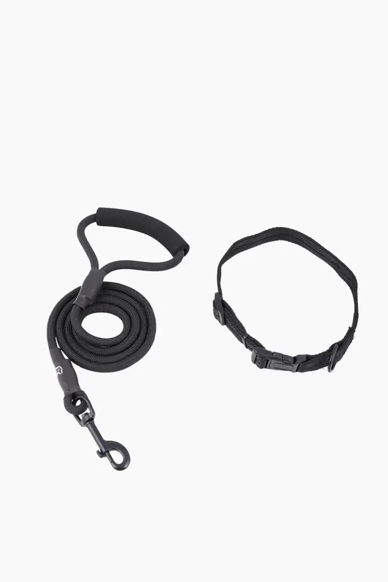 Canine Nylon Dog Rope Leash With Collar (Black) - 2 Cm 019918BLA2.02