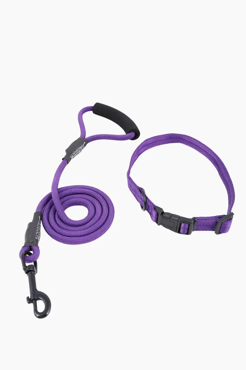Canine Nylon Dog Rope Leash With Collar (Lavender) - 2.5 Cm  019918LAV2.5
