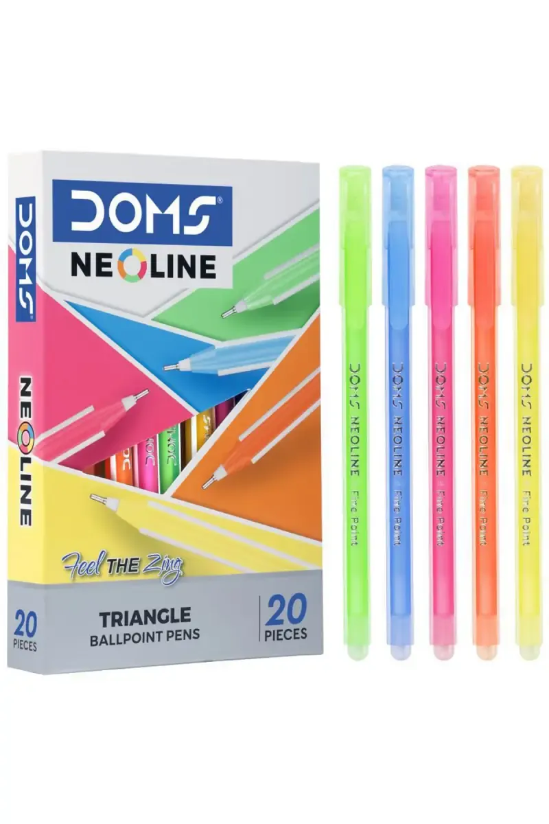 DOMS Neoline Triangle Ballpoint Pen (Blue Ink) - Pack Of 20 