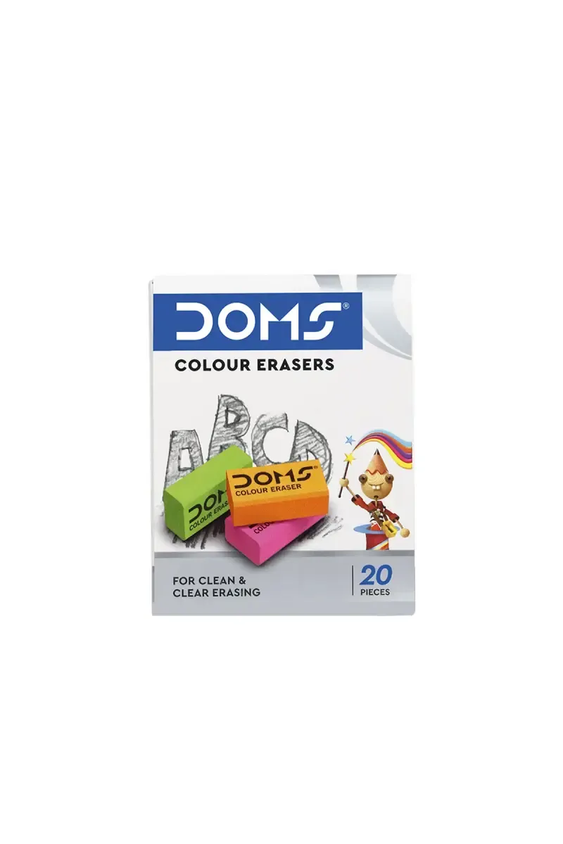 Doms Colour Erasers for Clean & Clear Erasing (Multicolor) - Pack Of 20