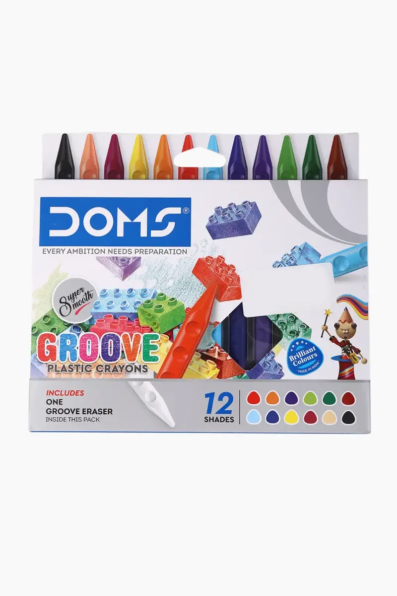 Doms Groove Plastic Crayons - 12 Shades