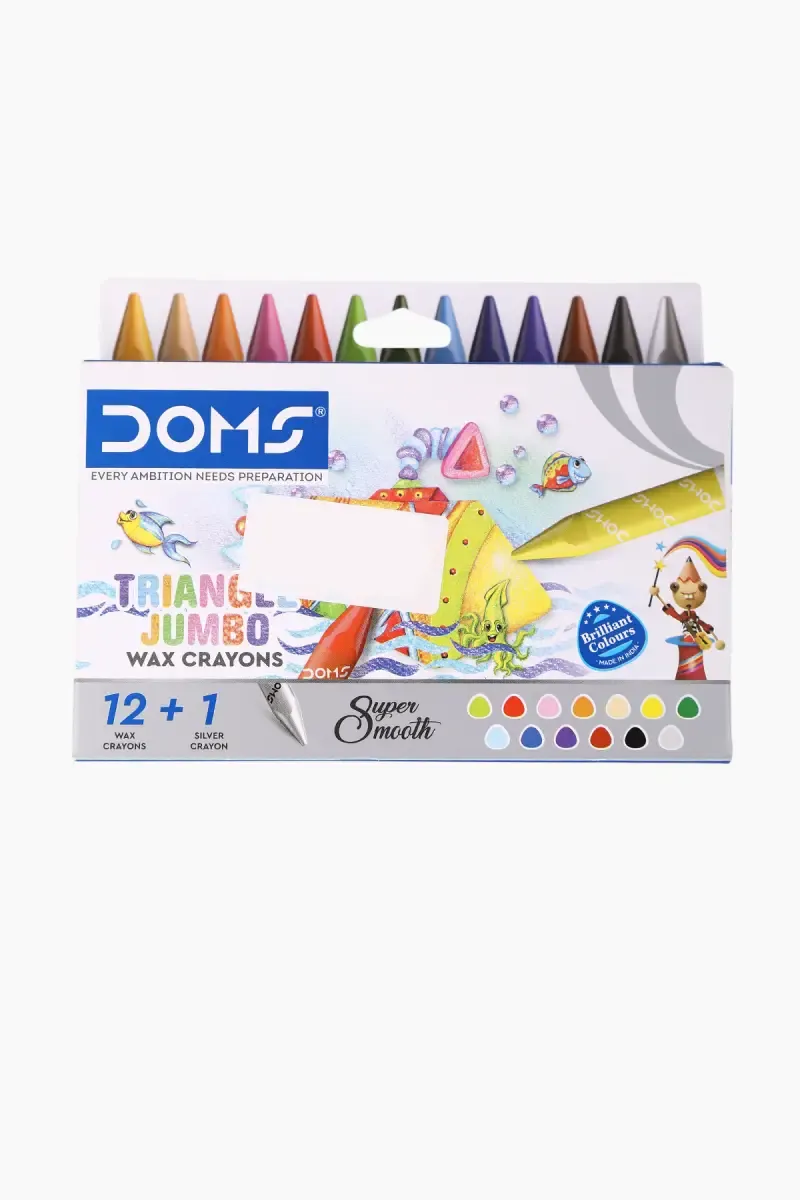 Doms Triangle Jumbo Wax Crayons - 12 Shades + 1 Sliver