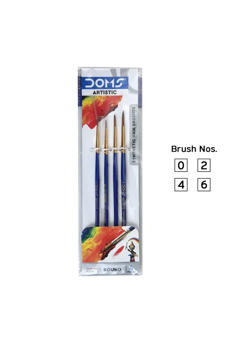 Dom's Artistic Synthetic Round Brush - Set of 4