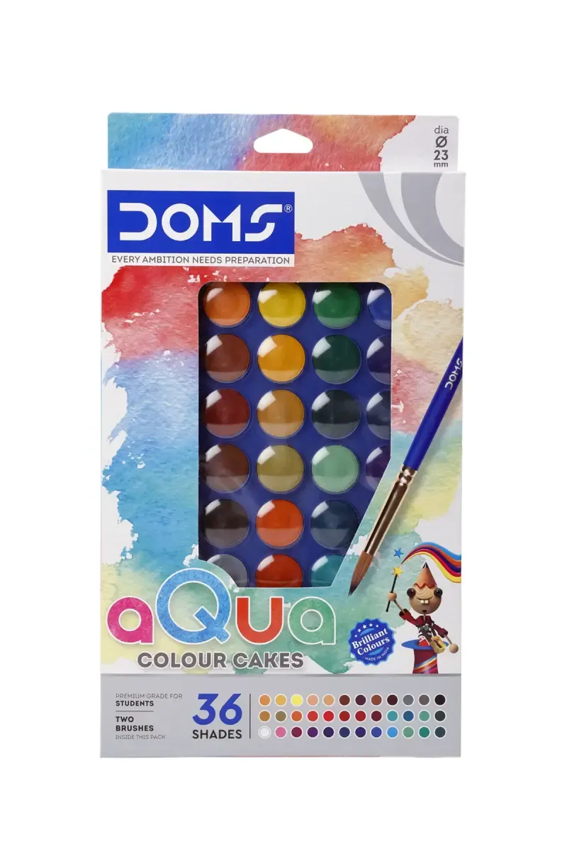 Dom's Aqua Colour Cakes with Brush - 36 Shades